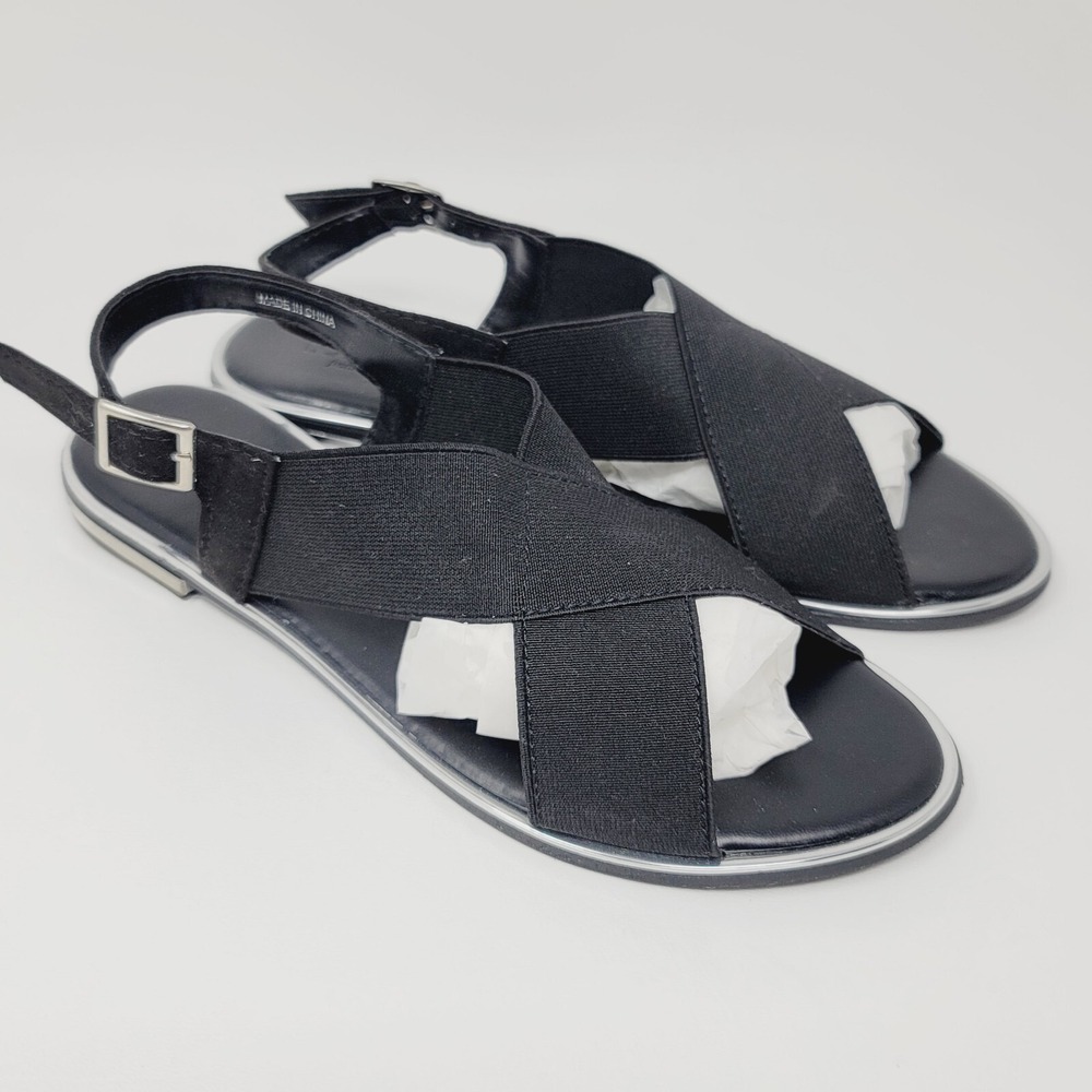 London Rag Women's Sandals Size 7 Black Fabric Buckle Casual Shoes